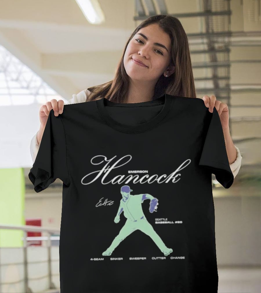 Emerson Hancock 62 Seattle Baseball 4 Seam Sinker Sweeper Cutter Change T-Shirt