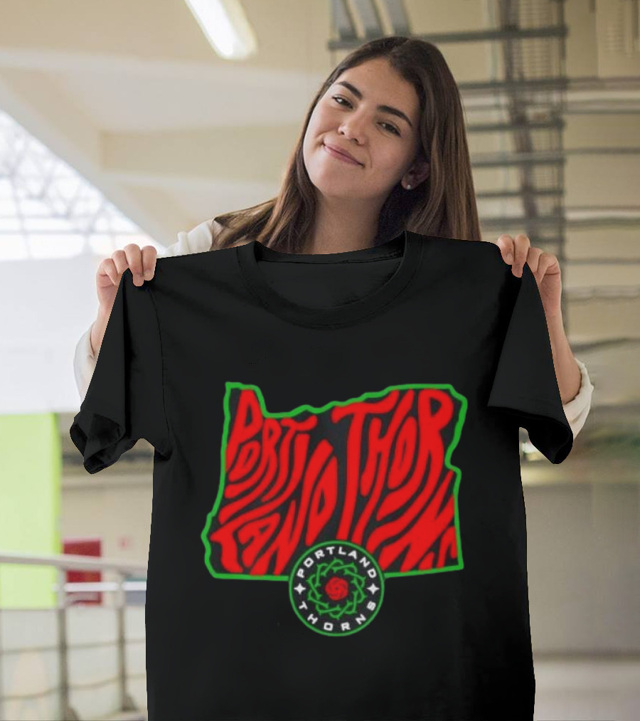 Portland Thorns FC NWSL Oregon State Map Groovy T-Shirt