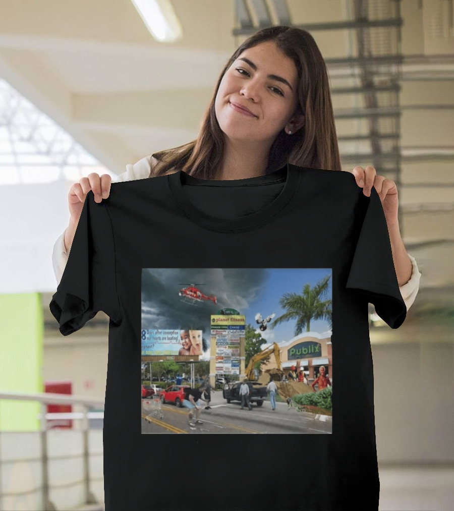 Planet Fitness Publix Chaos At Florida Shopping Plaza With Helicopter And Billboard T-Shirt