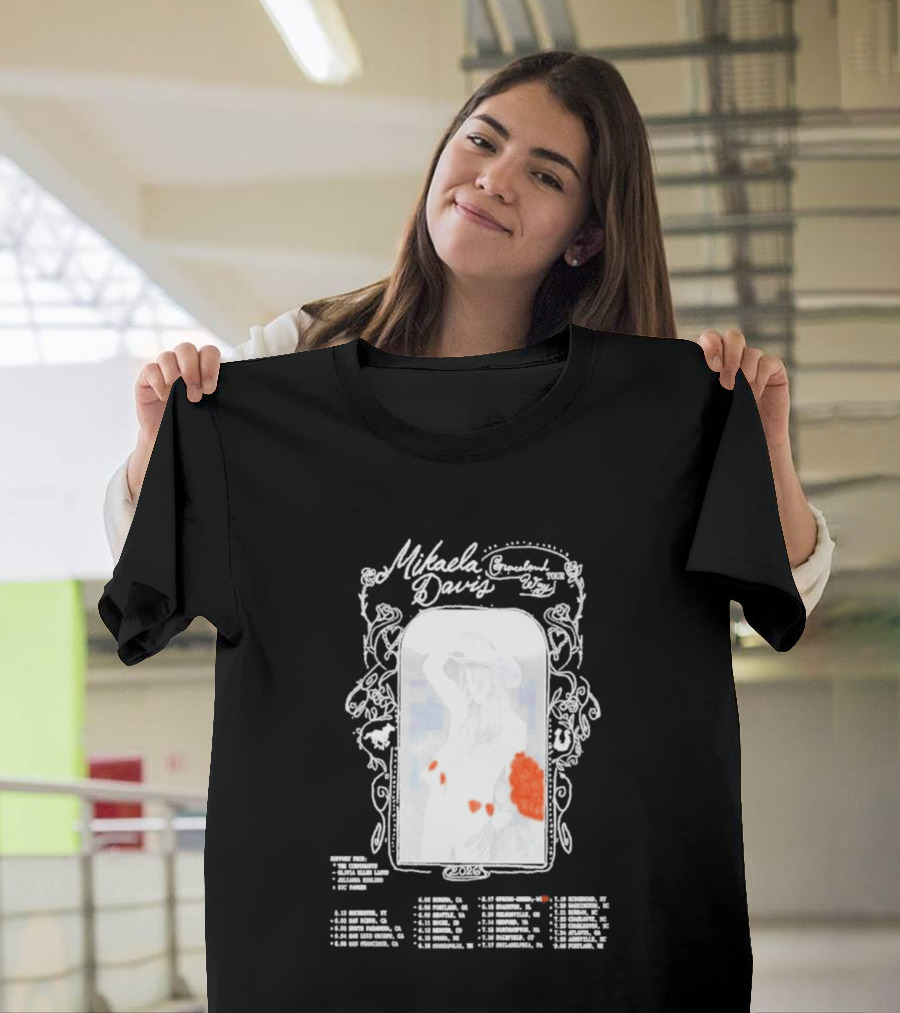 Mikaela Davis Graceland Way Tour 2026 With Dates And Rose Accents T-Shirt