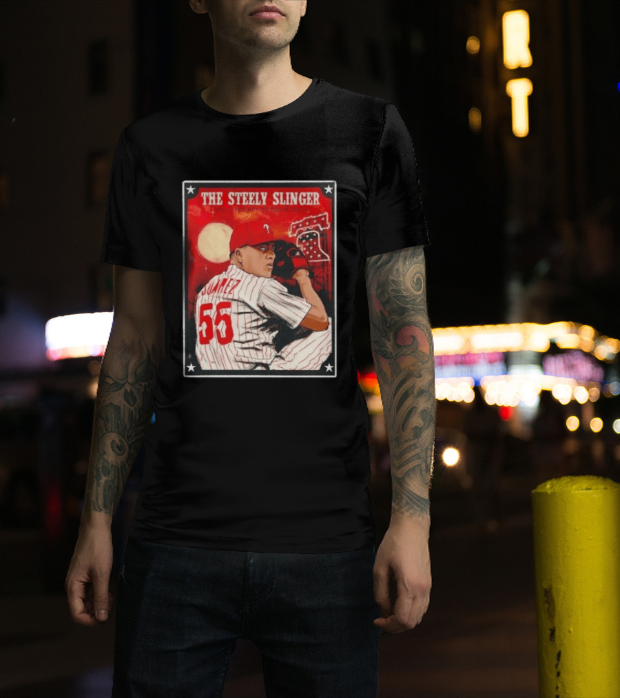 Philadelphia Phillies Ranger Suarez Steely Slinger 55 Baseball T-Shirt
