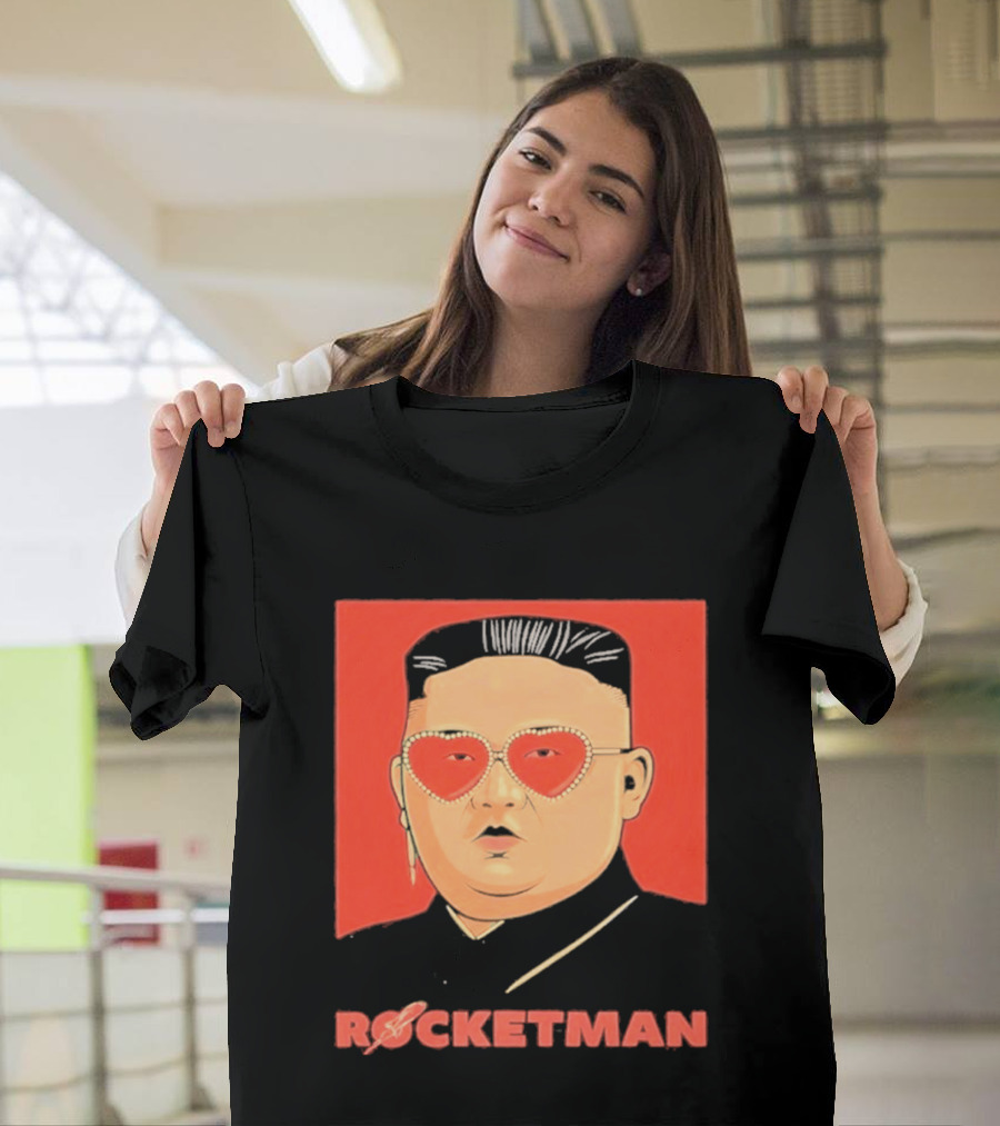 Kim Jong Un Heart Sunglasses Rocketman Meme T-Shirt