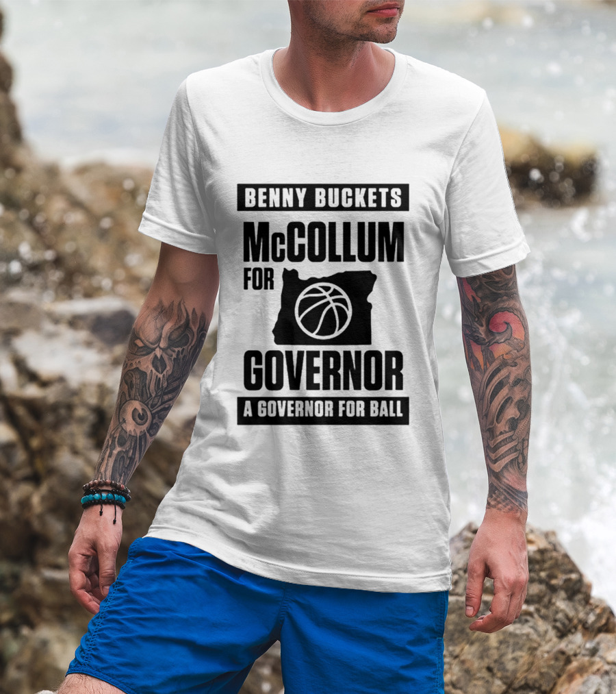 Benny Buckets McCollum For Governor A Governor For Ball Basketball Map T-Shirt