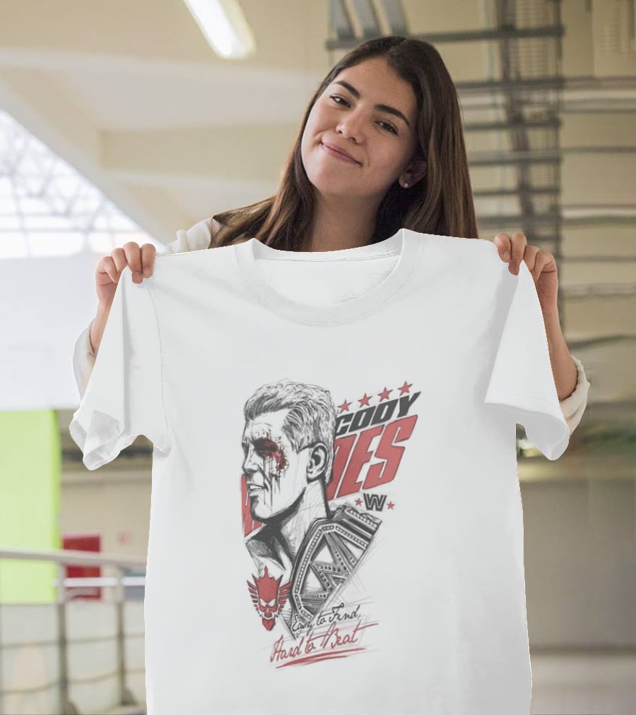 Cody Rhodes Easy To Find Hard To Beat Wrestling Legend Bold Red Text Star Motif T-Shirt