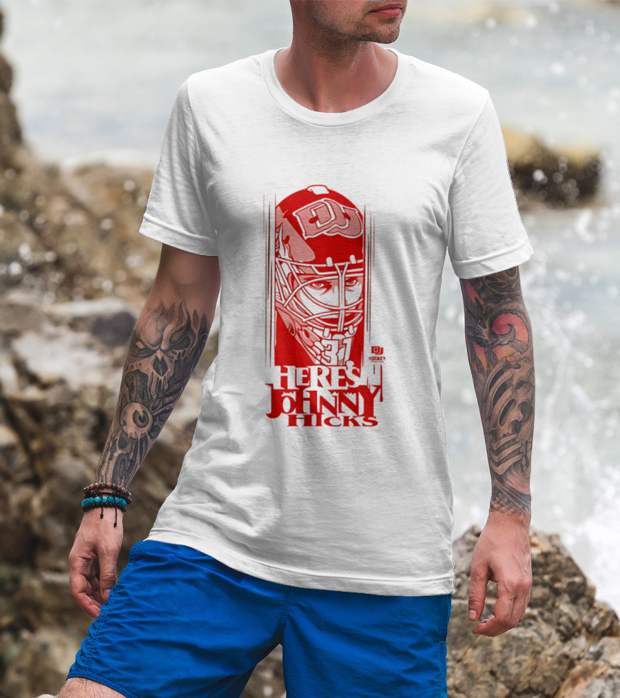 DU Pioneers Hockey Johnny Hicks NCAA Here's Johnny T-Shirt