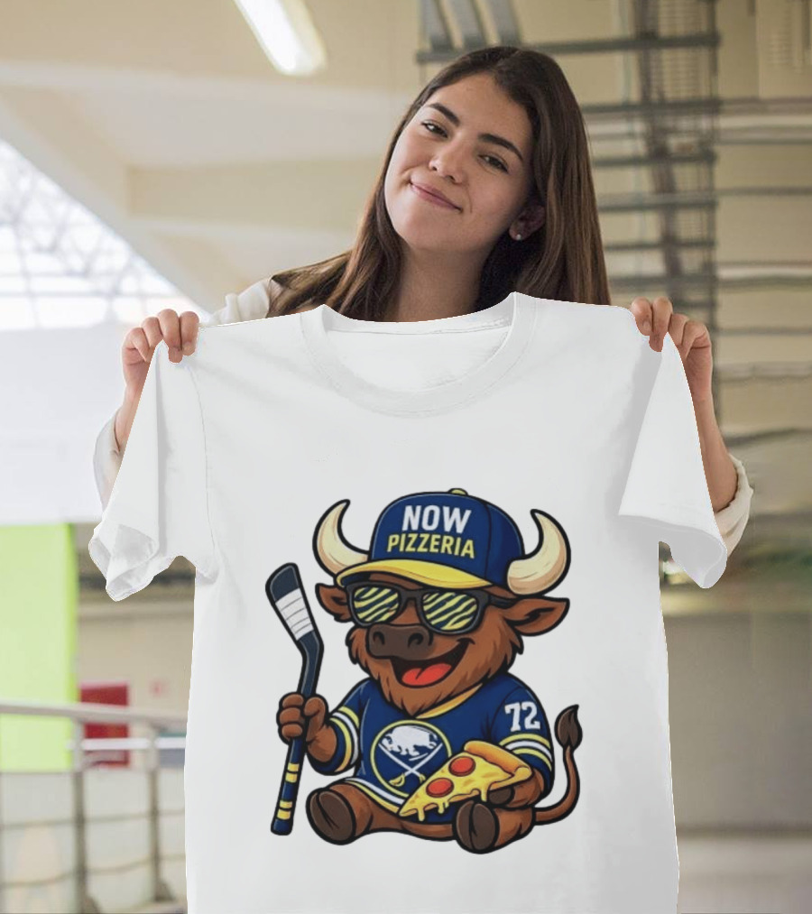 Tage Thompson Now Pizzeria Pizza Buffalo Sabres Hockey Bull Character 72 T-Shirt