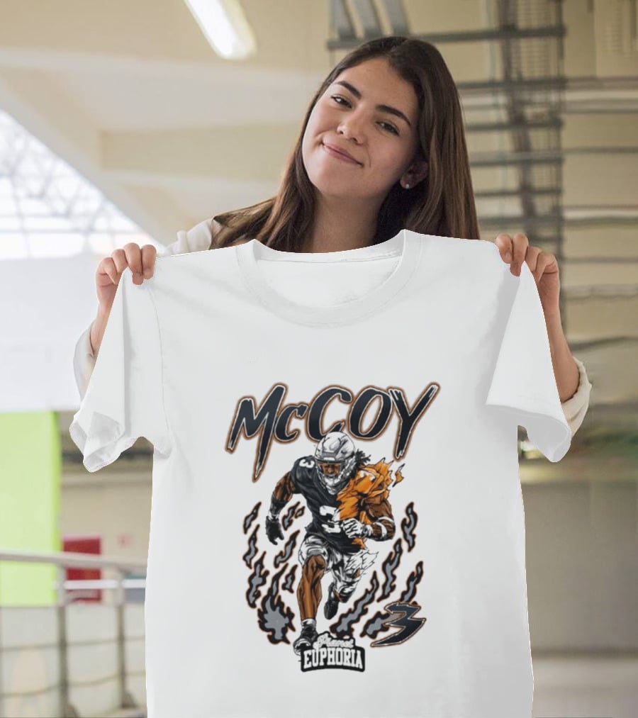 McCoy Euphoria Gridiron Burner Football Player Flames T-Shirt