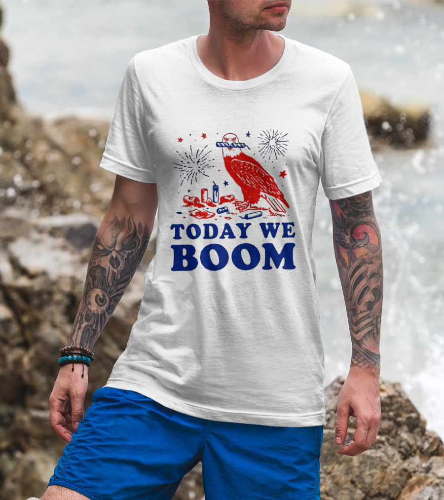 Today We Boom Bald Eagle Fireworks Celebration T-Shirt