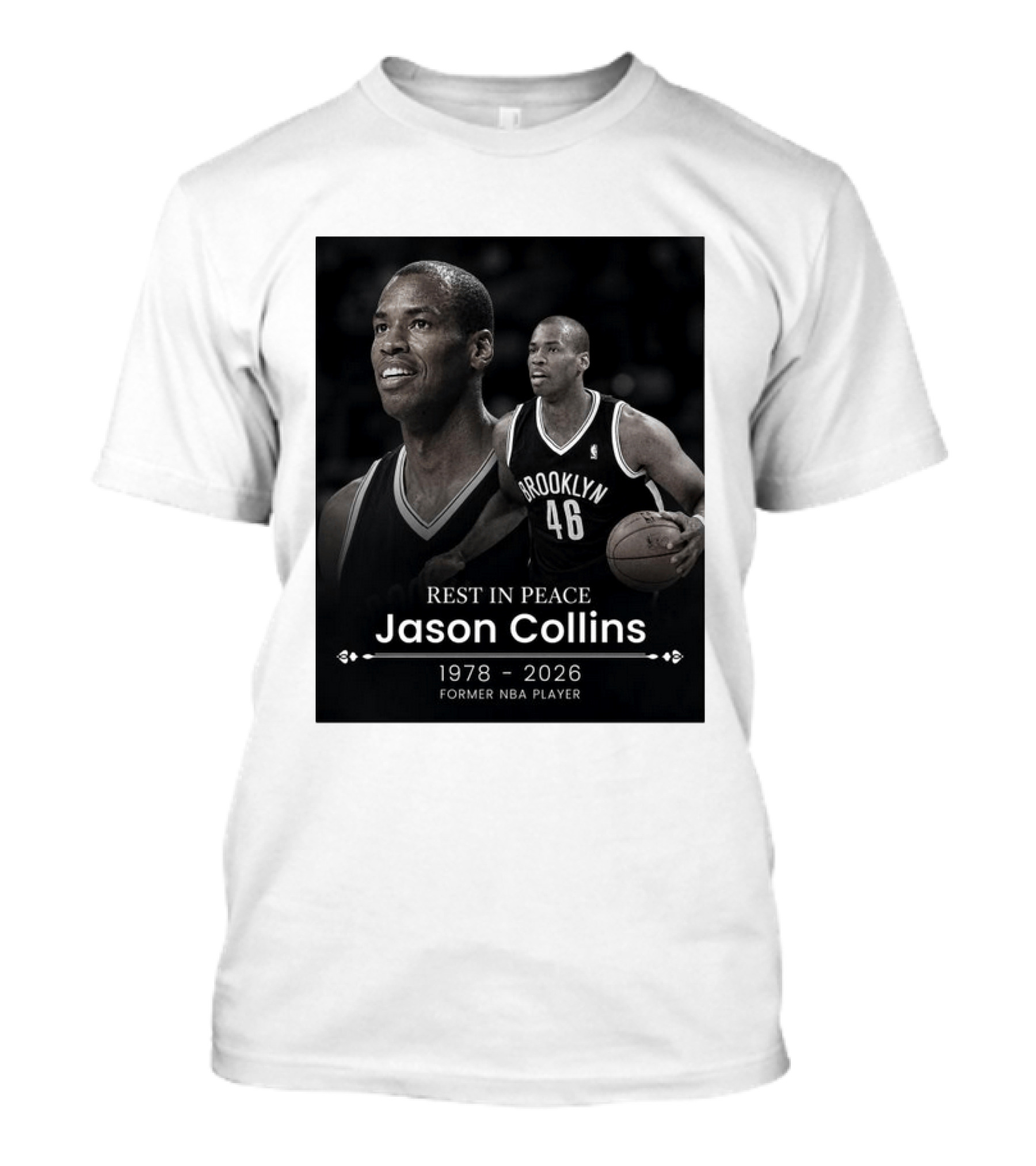 Rest In Peace Jason Collins 1978 2026 Brooklyn 46 Former NBA Player T-Shirt