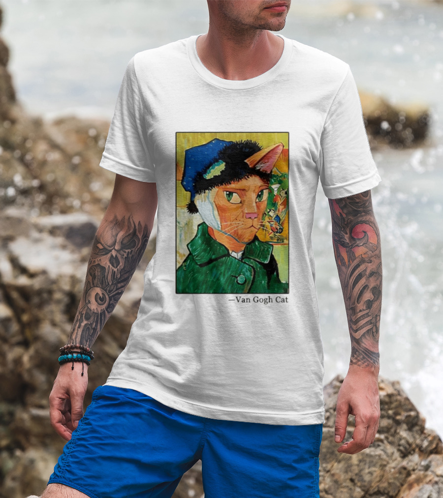 Cat In Van Gogh Style With Bandaged Ear Iconic Painting T-Shirt