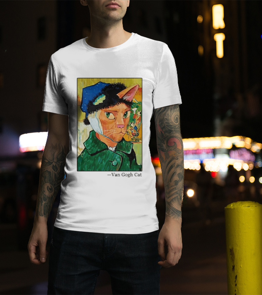 Cat In Van Gogh Style With Bandaged Ear Iconic Painting T-Shirt