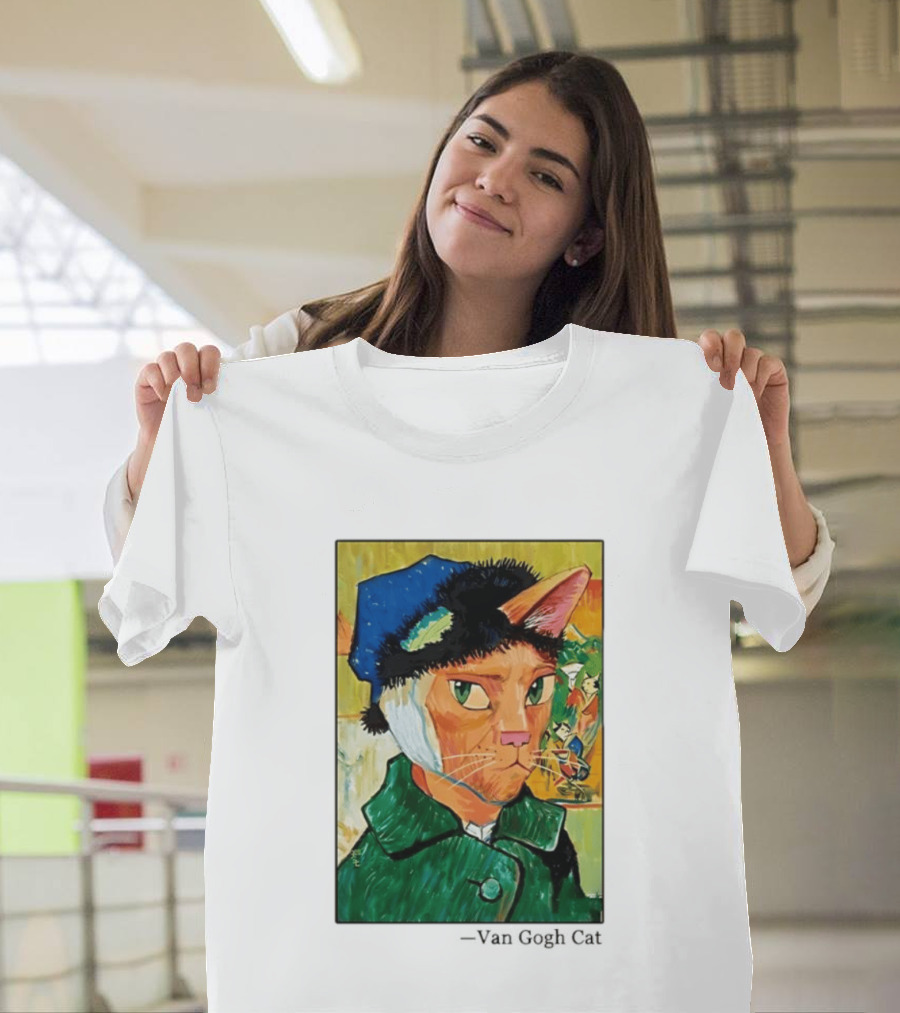 Cat In Van Gogh Style With Bandaged Ear Iconic Painting T-Shirt