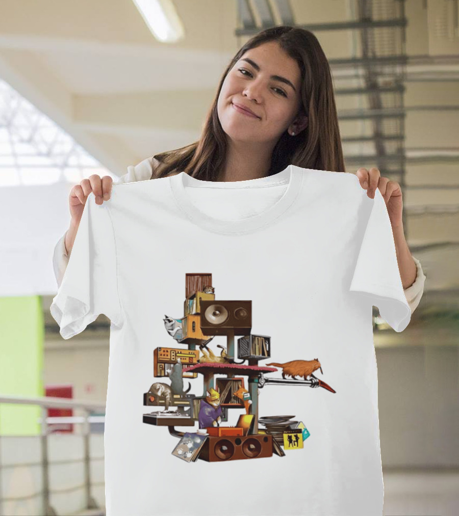 Cats Jamming With Crates And Music Gear T-Shirt