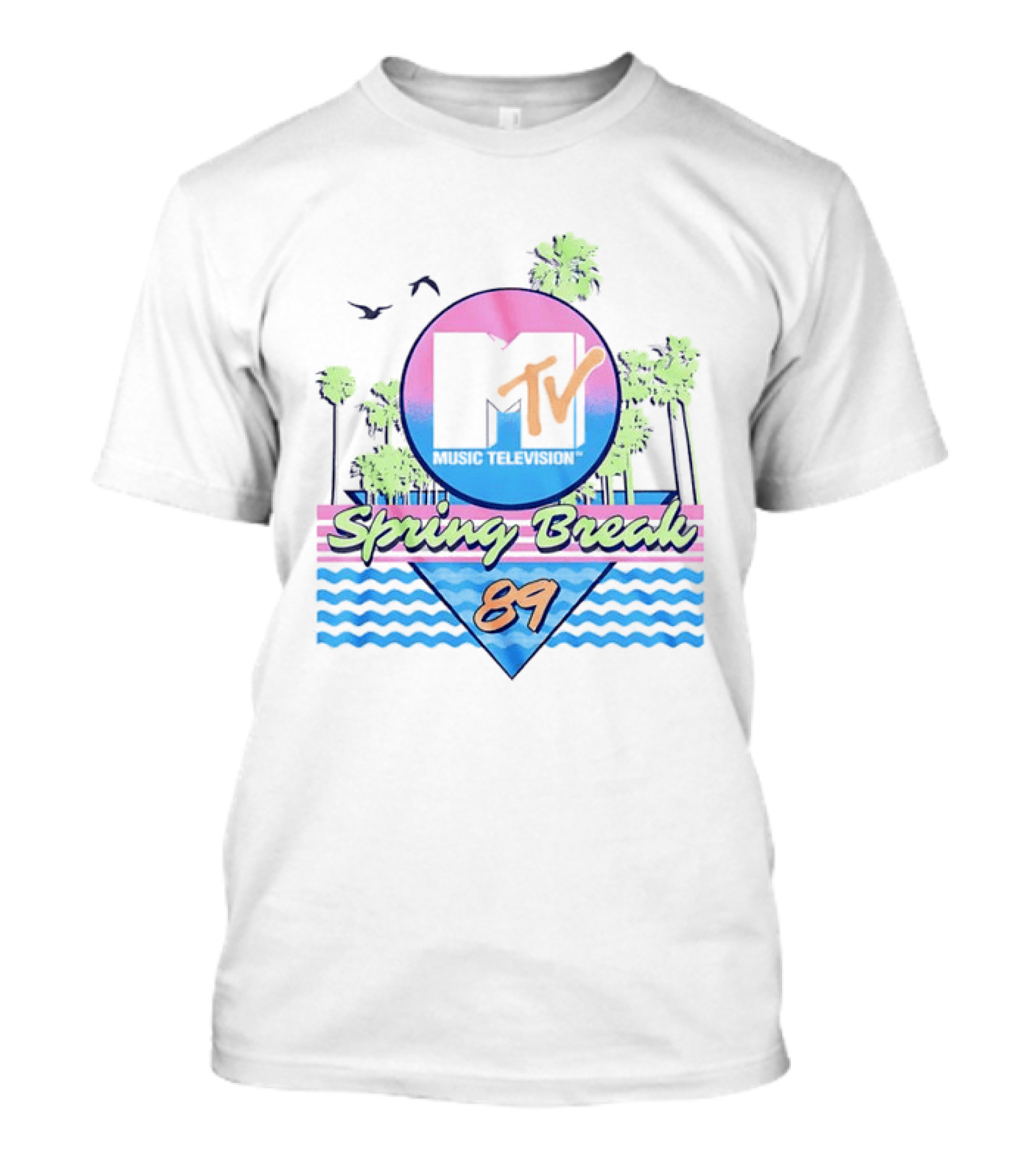 MTV Spring Break 89 Retro Vibe Palm Trees Vintage Aesthetic T-Shirt
