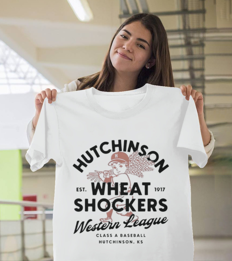 Hutchinson Wheat Shockers Western League Class A Baseball Established 1917 Wichita Kansas T-Shirt