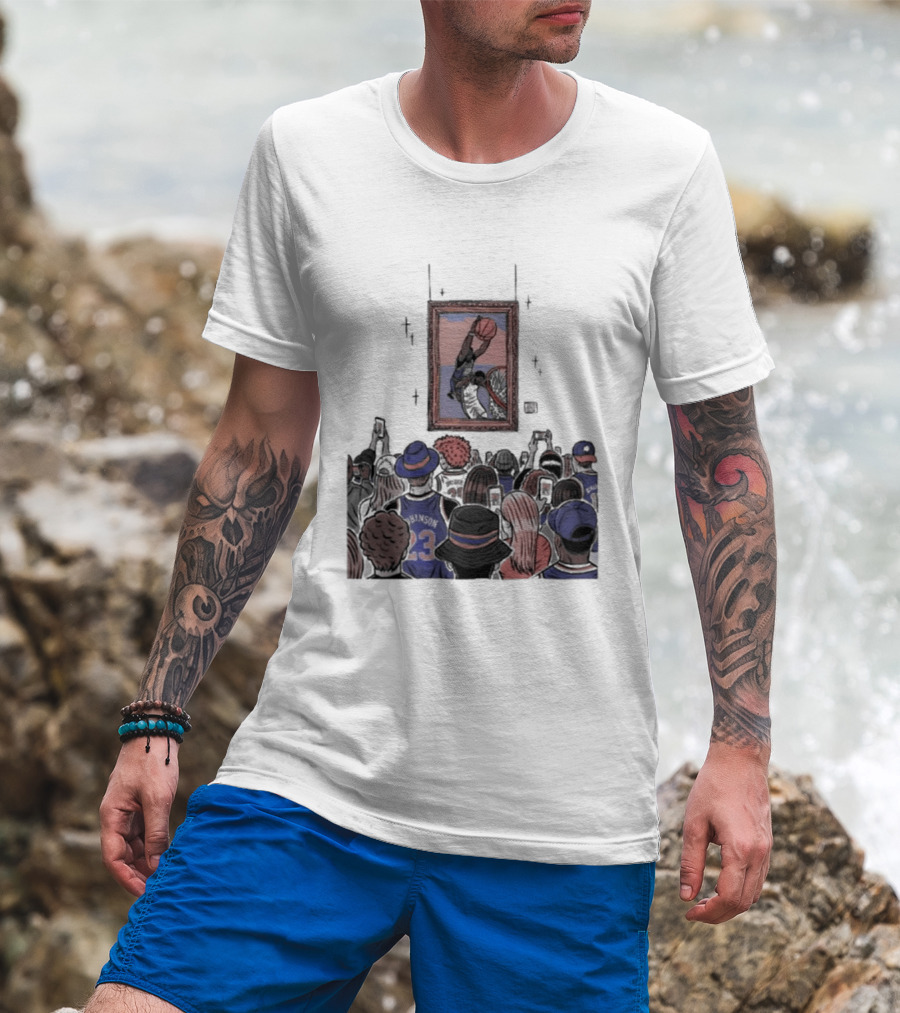 Mitchell Robinson New York Knicks Dunk Moment Over Philadelphia 76ers Joel Embiid Basketball Fans Gallery T-Shirt