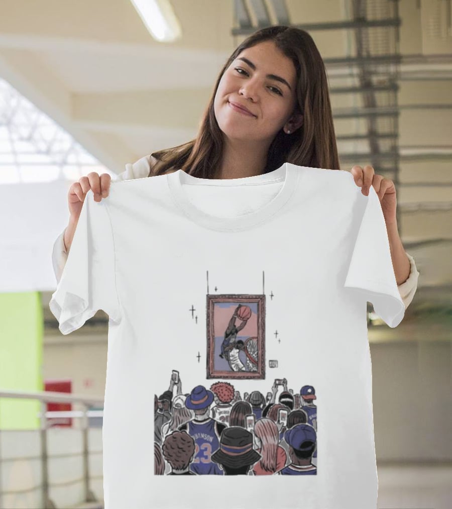 Mitchell Robinson New York Knicks Dunk Moment Over Philadelphia 76ers Joel Embiid Basketball Fans Gallery T-Shirt