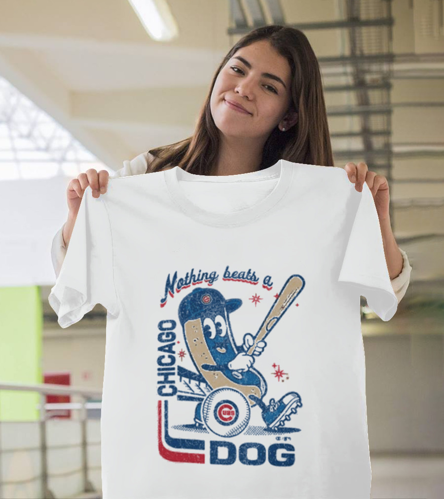 Chicago Cubs Hot Dog Nothing Beats A Chicago Dog T-Shirt