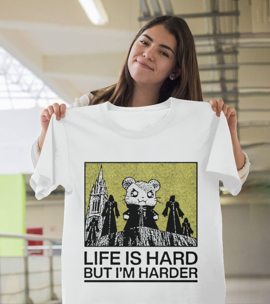 Hamtaro Life Is Hard But I'm Harder Gothic Style Tower And Figures T-Shirt