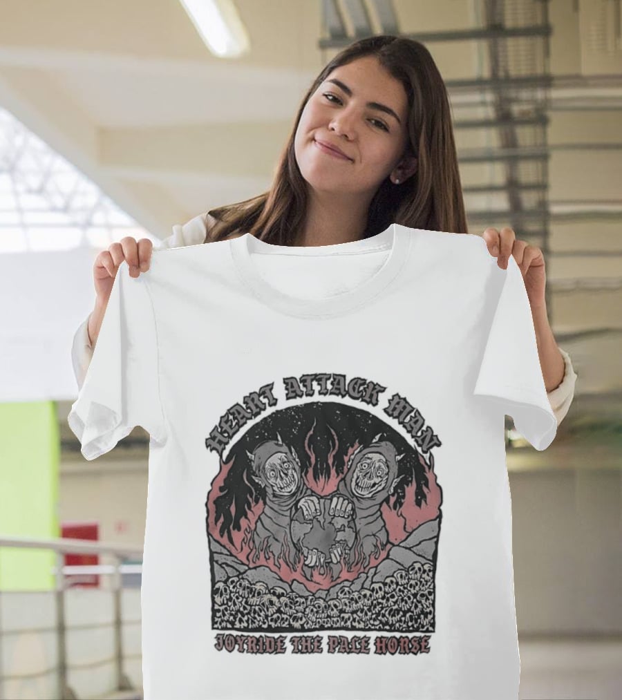 Heart Attack Man Joyride The Pale Horse Skulls Fire Red Flames T-Shirt