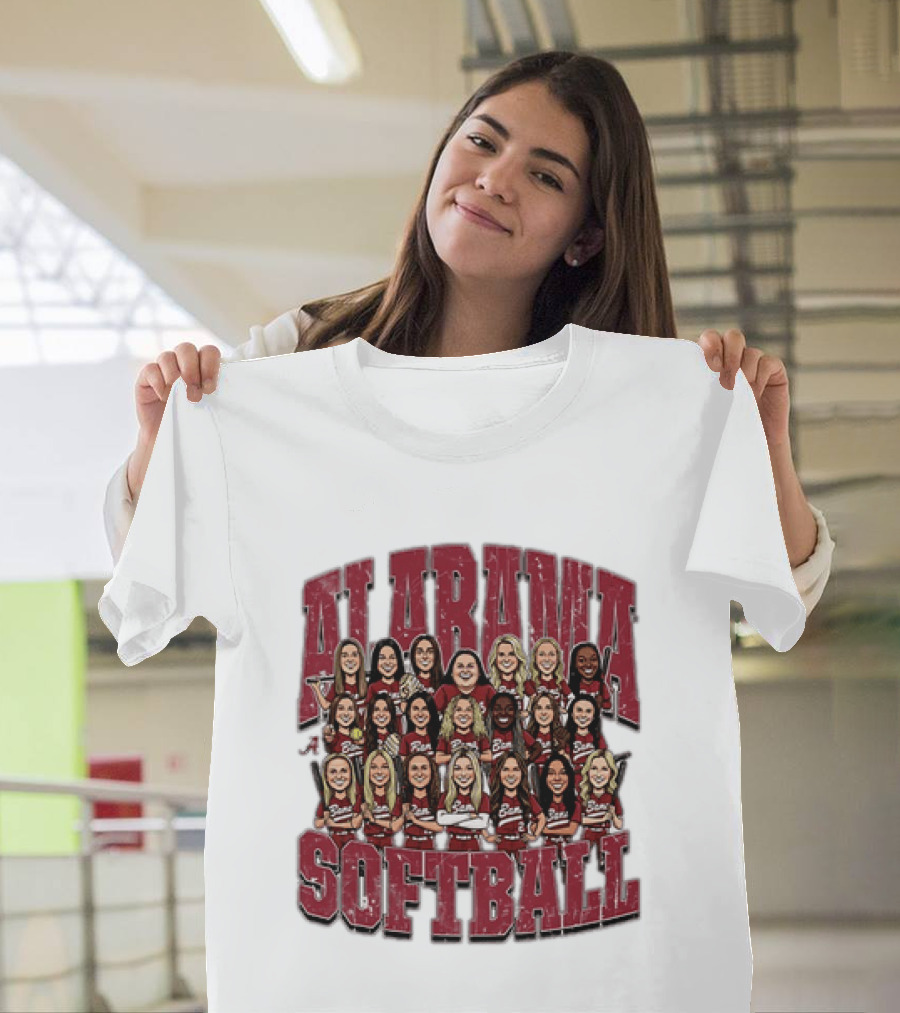 Crimson Tide Softball Alabama Team Caricature Players T-Shirt
