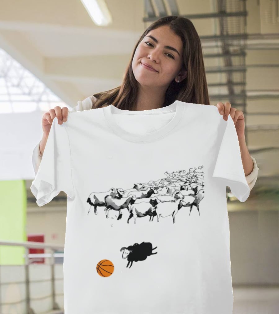 Triple Threat Sleep Basketball Sheep Herd Orange Ball T-Shirt