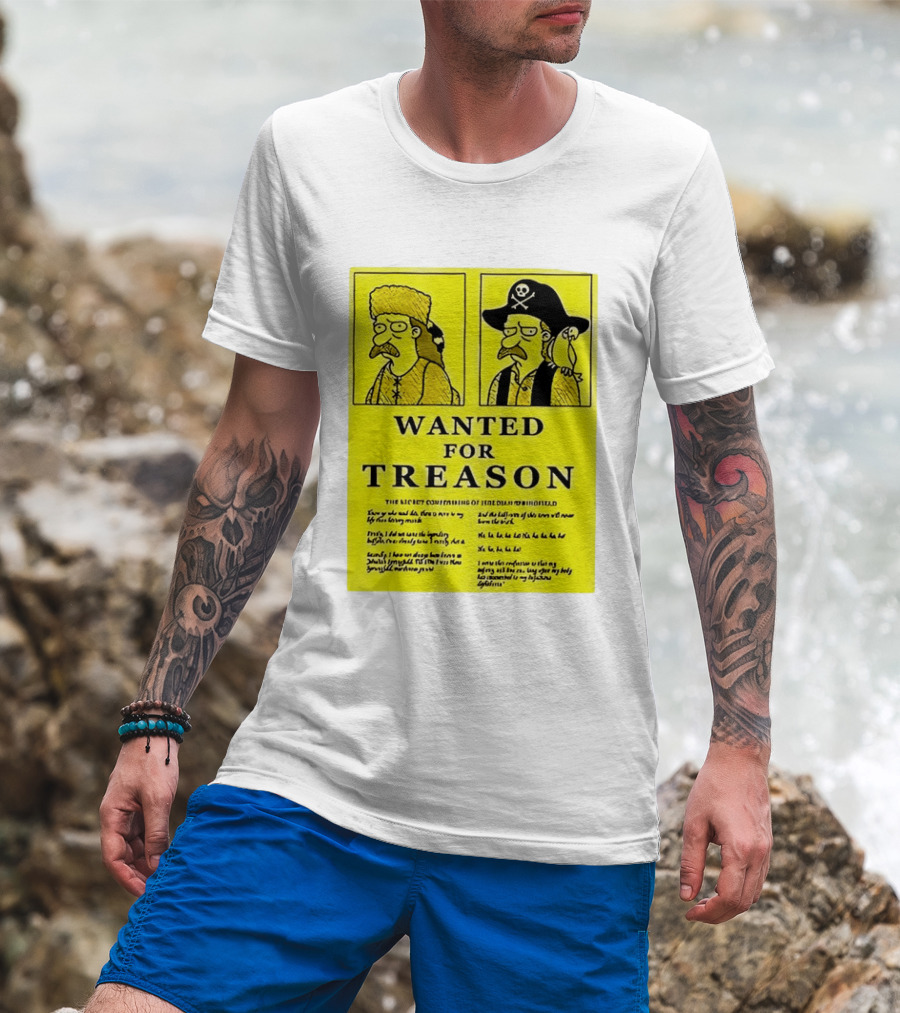 Wanted For Treason Kirk Van Houten Pirate And Russian Hat Cartoon Wanted T-Shirt