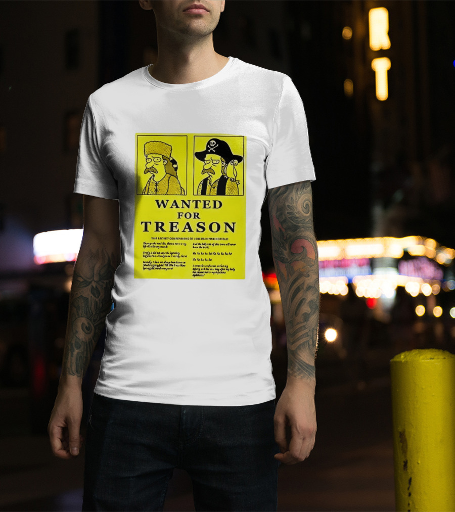Wanted For Treason Kirk Van Houten Pirate And Russian Hat Cartoon Wanted T-Shirt