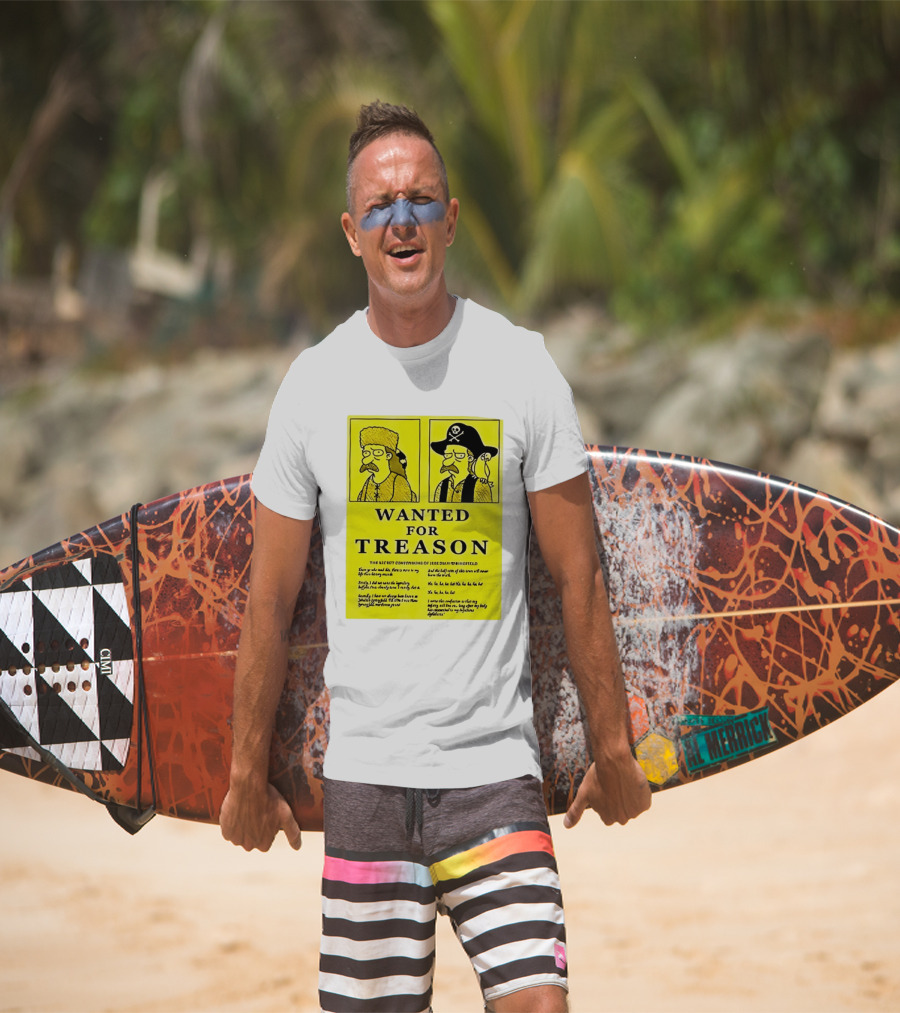 Wanted For Treason Kirk Van Houten Pirate And Russian Hat Cartoon Wanted T-Shirt