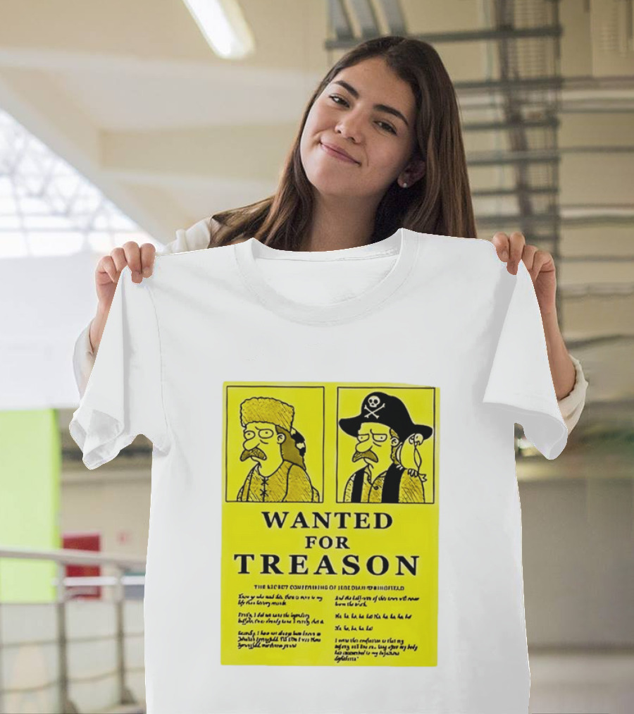 Wanted For Treason Kirk Van Houten Pirate And Russian Hat Cartoon Wanted T-Shirt