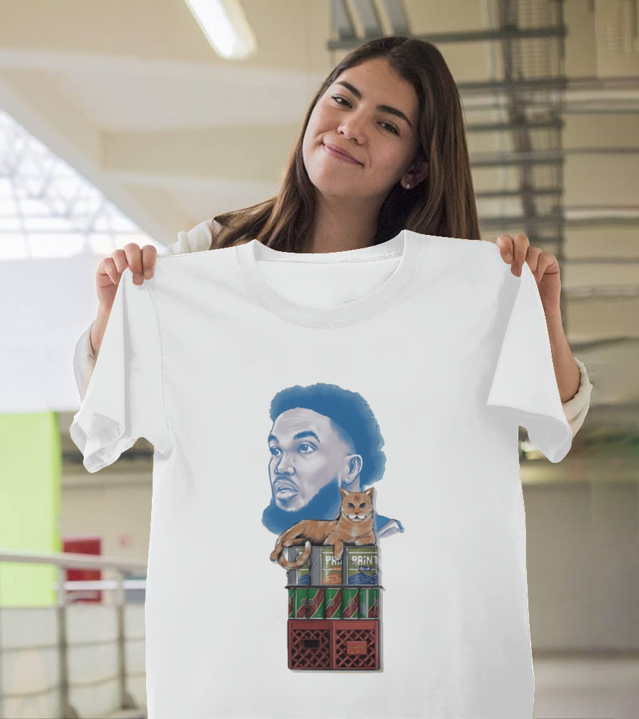 Karl Anthony Towns New York Knicks Bodega Cat And Paint Cans T-Shirt