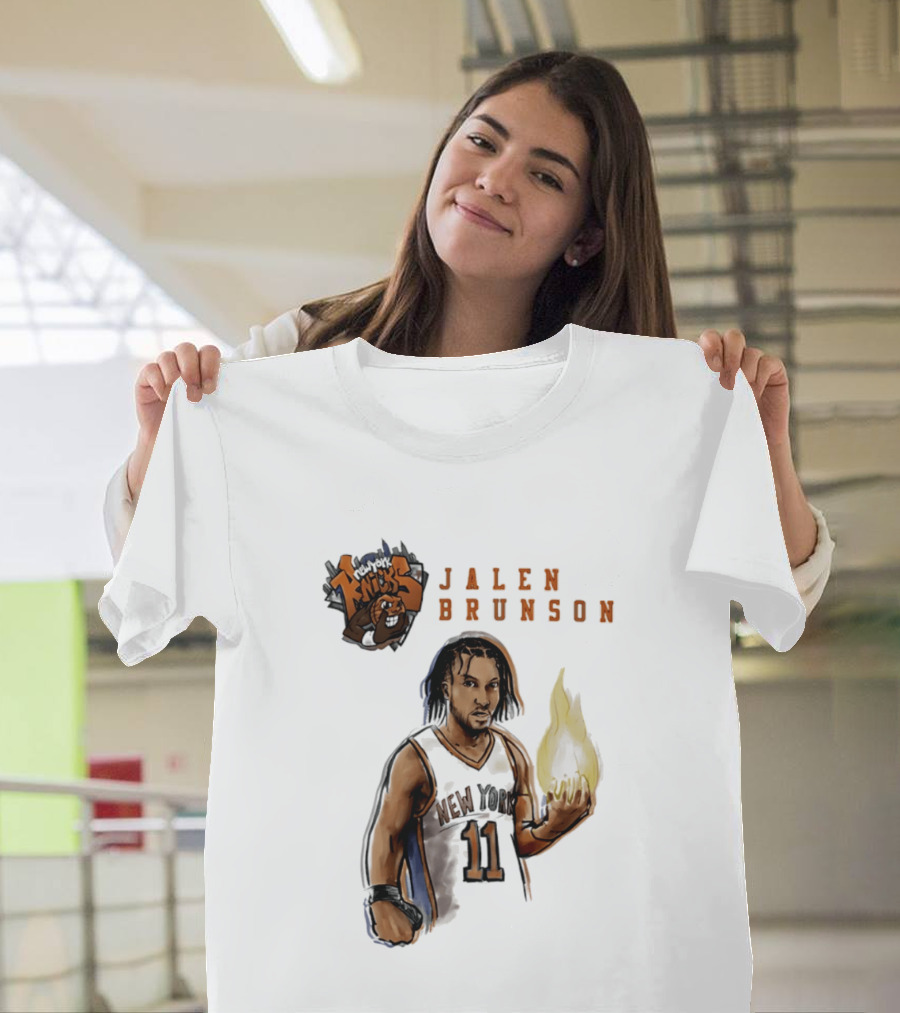 New York Knicks Jalen Brunson Flame 11 T-Shirt