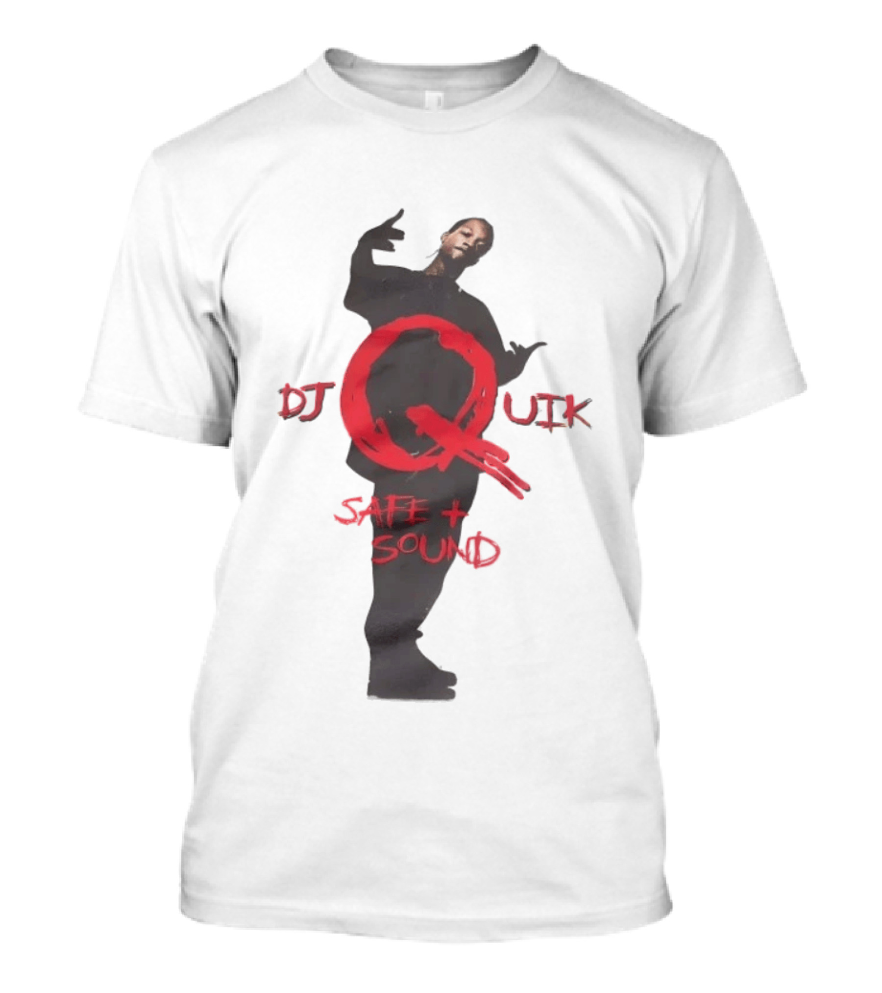 DJ Quik Safe Sound Album Cover Art Featuring Bold Red Lettering T-Shirt