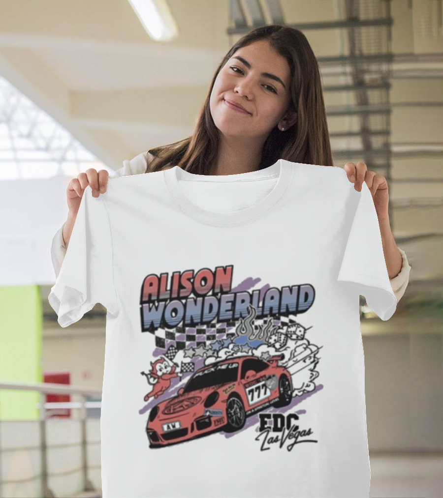Alison Wonderland Racing 777 EDC Las Vegas Checkered Pink Car T-Shirt