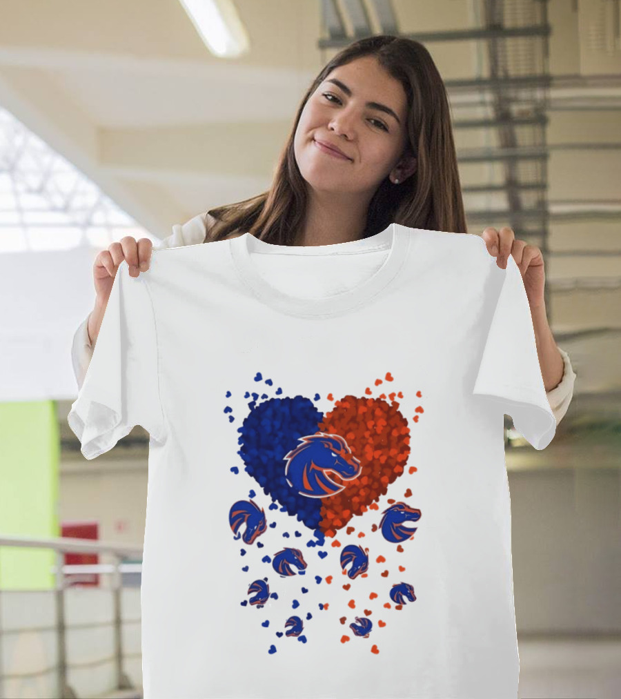 Heart Of Boise State Broncos Football 2026 Blue Orange Passion T-Shirt