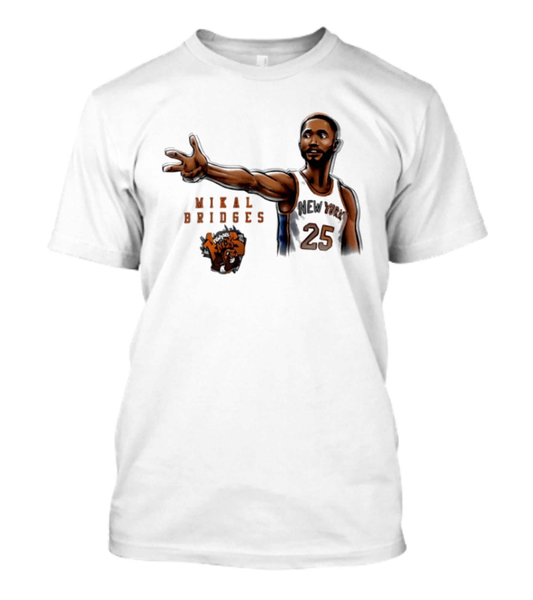 Mikal Bridges New York Knicks 25 Basketball Pose T-Shirt