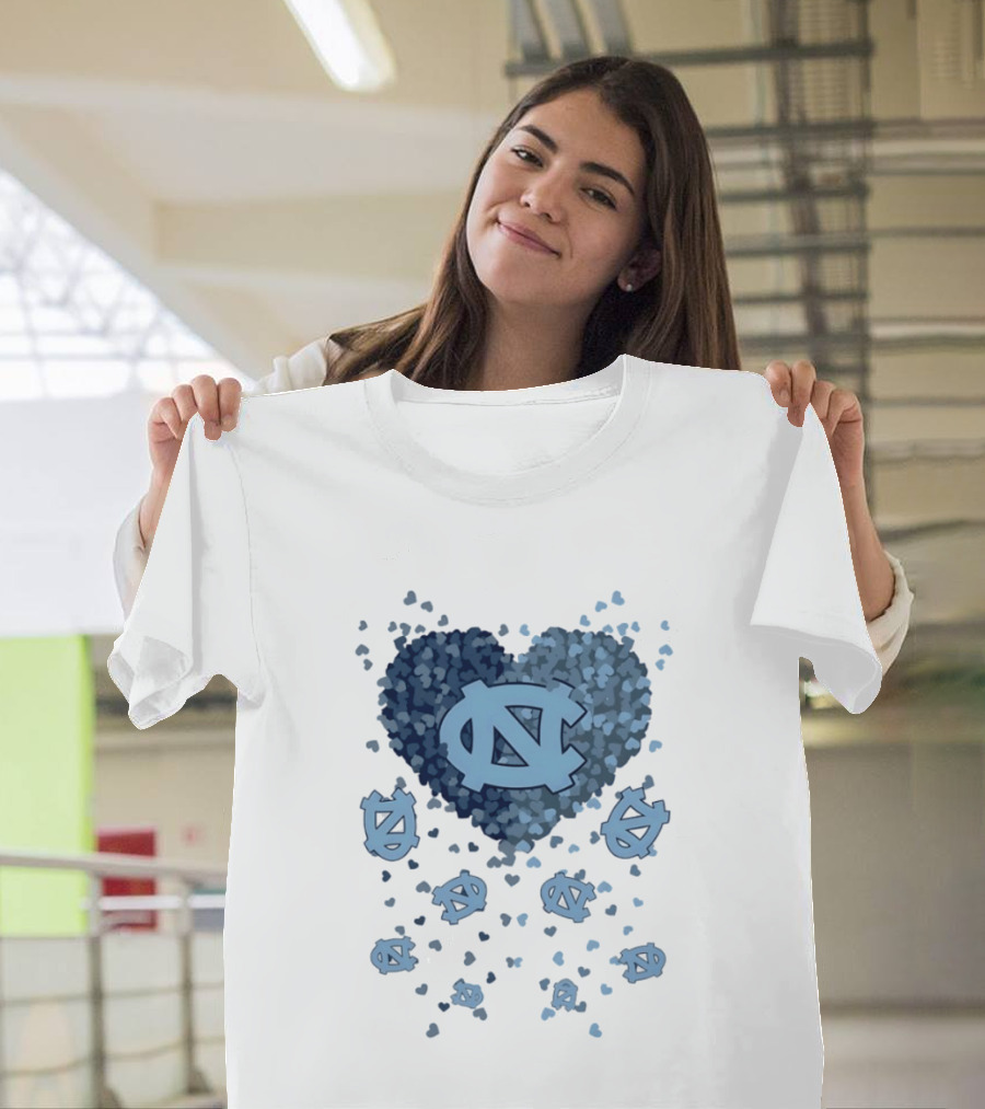 North Carolina Tar Heels Football Heart 2026 T-Shirt