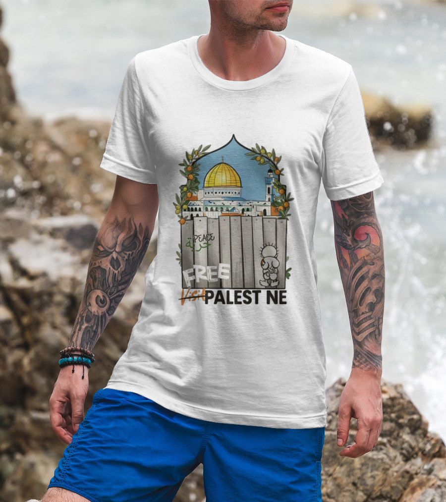 Nakba 78 Free Jerusalem Palestine Peace Symbol Olive Tree Dome T-Shirt