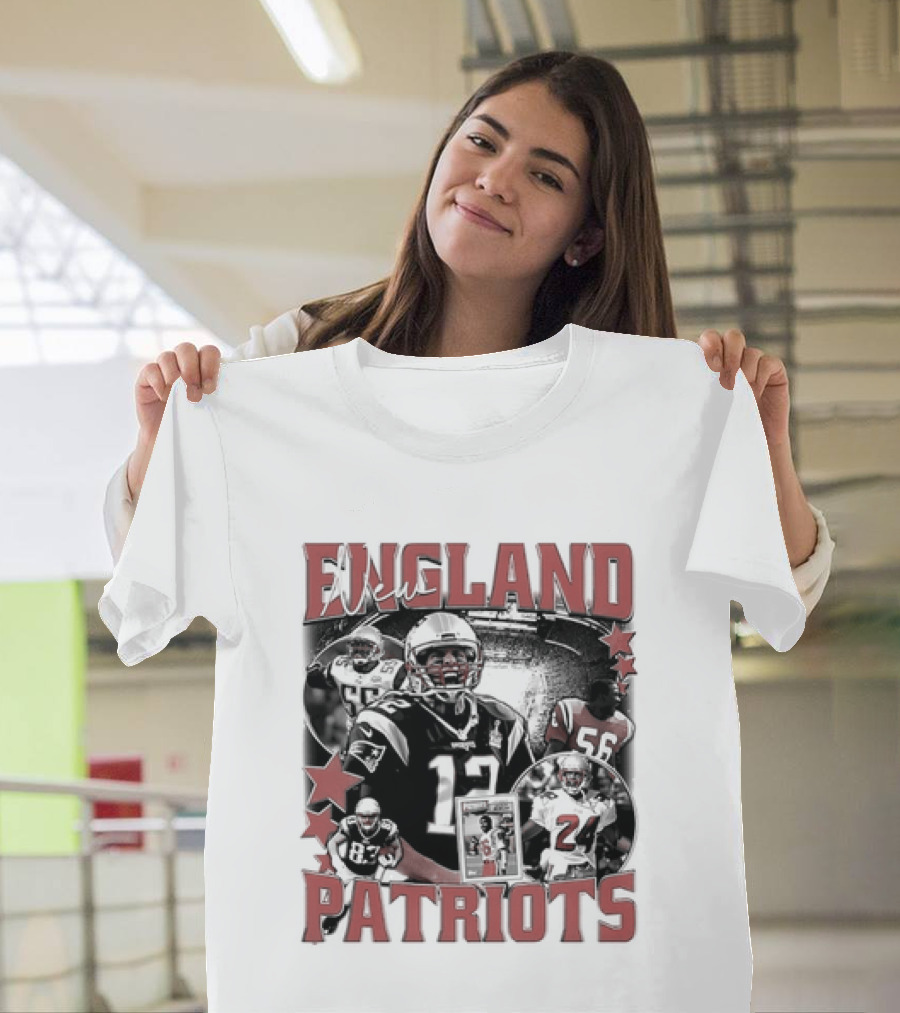New England Patriots Vintage 90s Football Style Bootleg T-Shirt