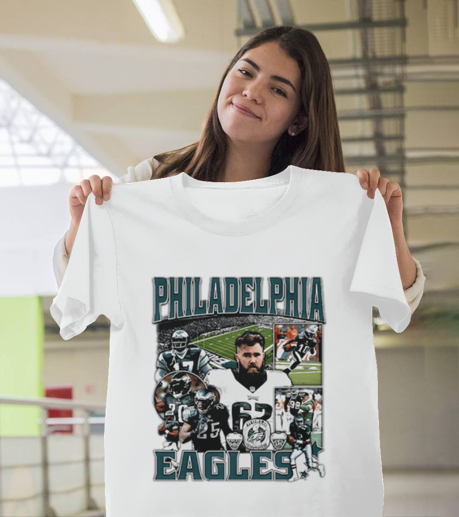 Philadelphia Eagles Football 90s Bootleg Players Collage T-Shirt