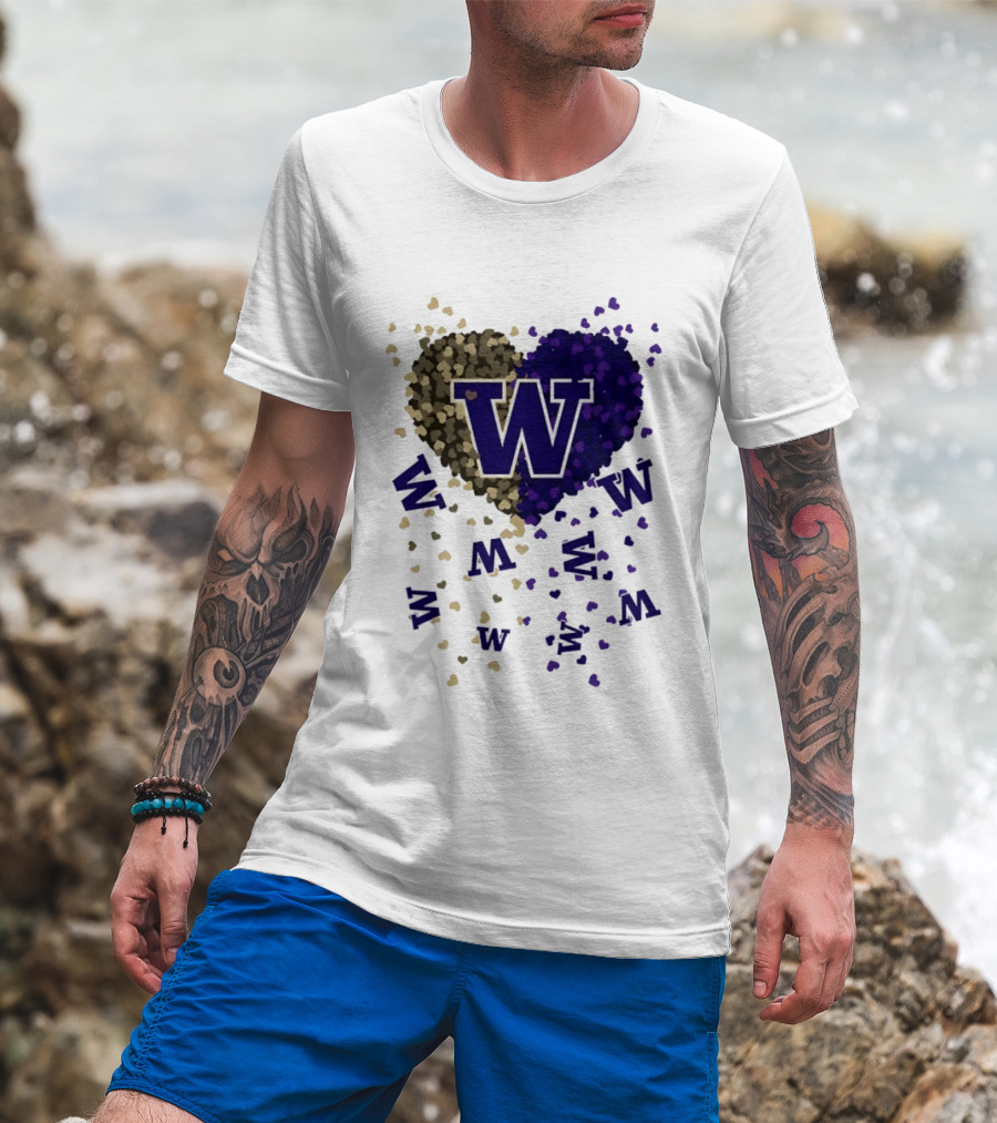 W Washington Huskies Heart 2026 Football Celebration T-Shirt