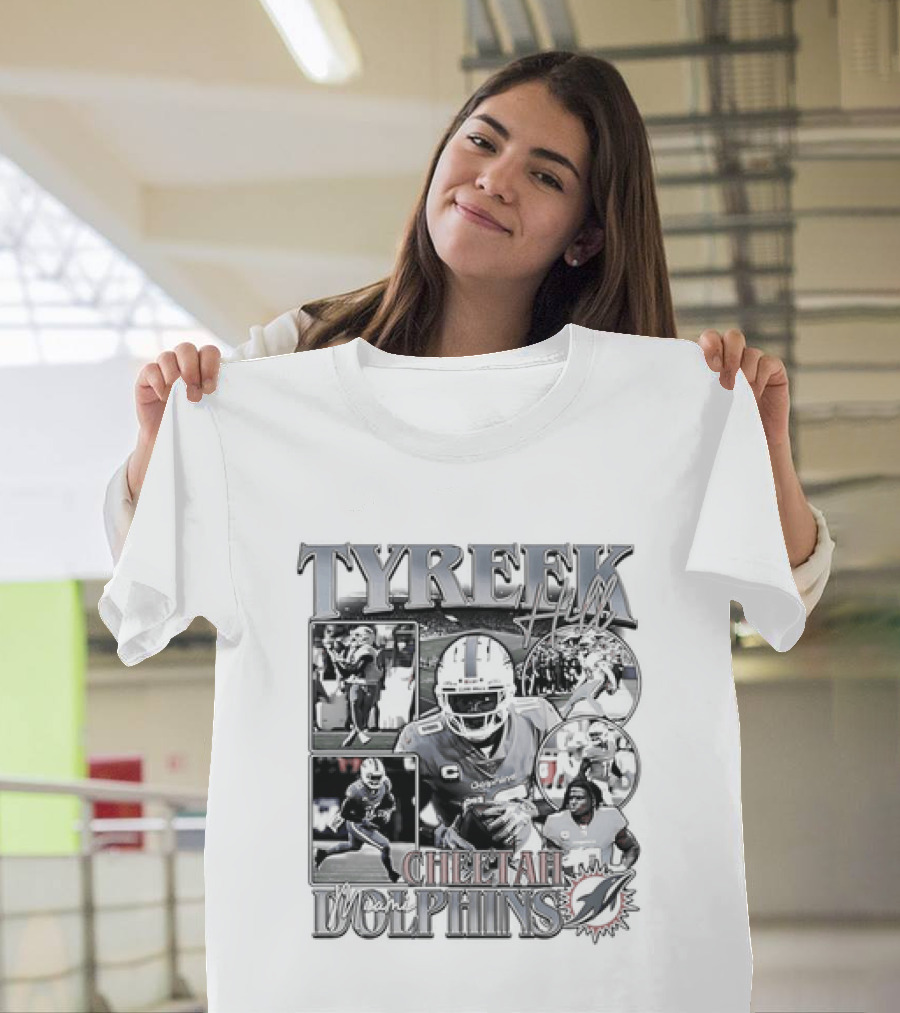 Tyreek Hill Cheetah Miami Dolphins Retro 90s Bootleg Football Player T-Shirt