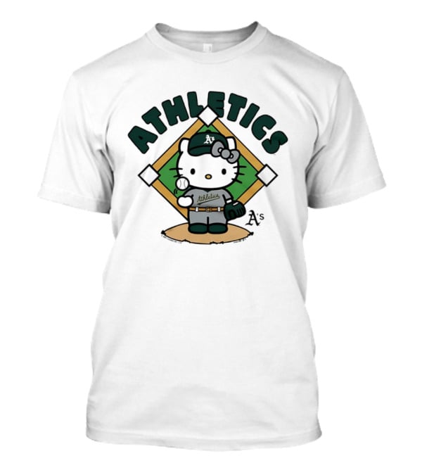 Athletics Hello Kitty MLB Collaboration Baseball Character With A's T-Shirt