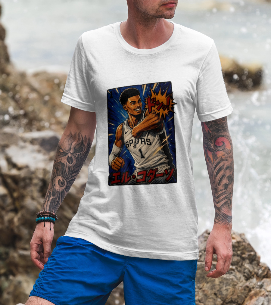 El Codazo Victor Wembanyama San Antonio Spurs Basketball Manga Style Japanese T-Shirt