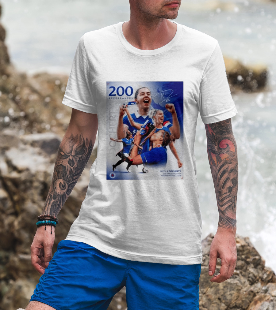 Nicola Docherty 200 Appearances Rangers Football Club Celebration T-Shirt