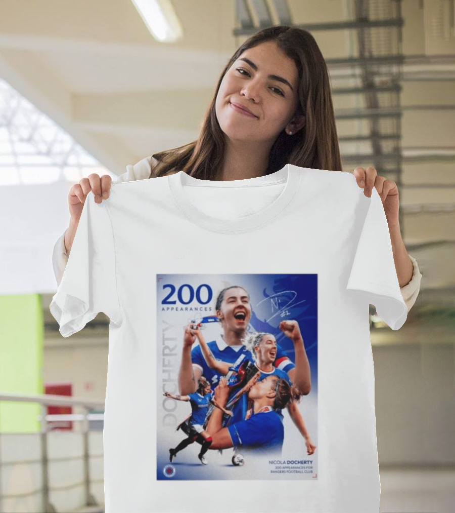 Nicola Docherty 200 Appearances Rangers Football Club Celebration T-Shirt