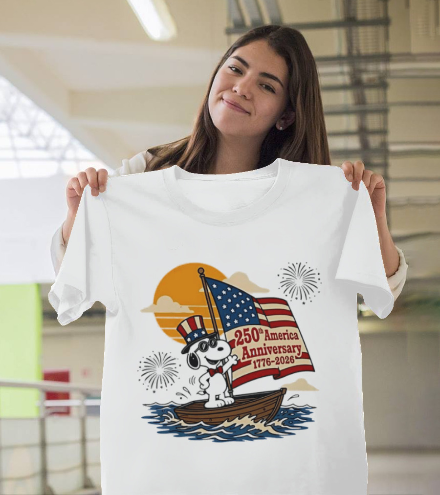 Snoopy 250th America Anniversary 1776 2026 Sailboat Celebration T-Shirt