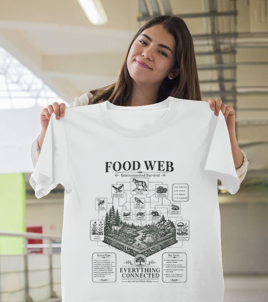 Food Web Diagram Forest Ecosystem Energy Everything Connected T-Shirt