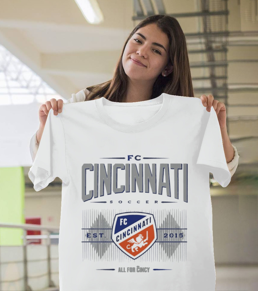FC Cincinnati Soccer Est 2015 Shield And Diamonds All For Cincy T-Shirt