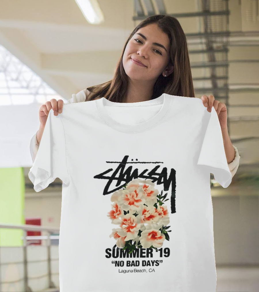 Stussy Summer 19 No Bad Days Floral Laguna Beach CA T-Shirt
